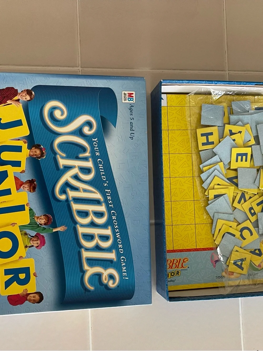Hasbro Scrabble Junior Kids Board Game - Blue Used but still in good condition